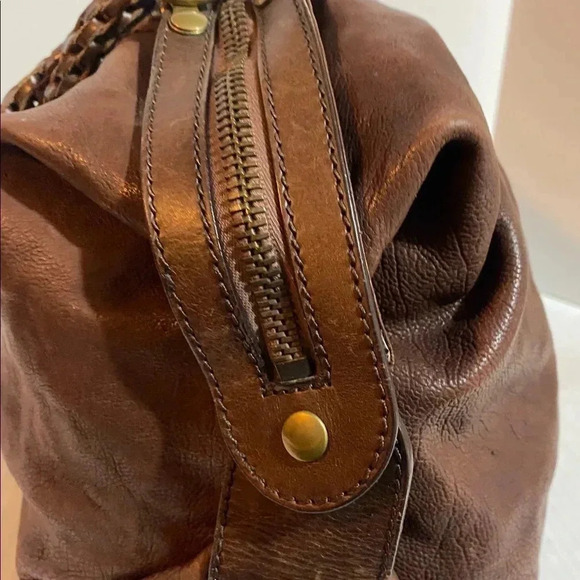 Gryson brown distressed leather satchel handbag - Picture 8 of 16